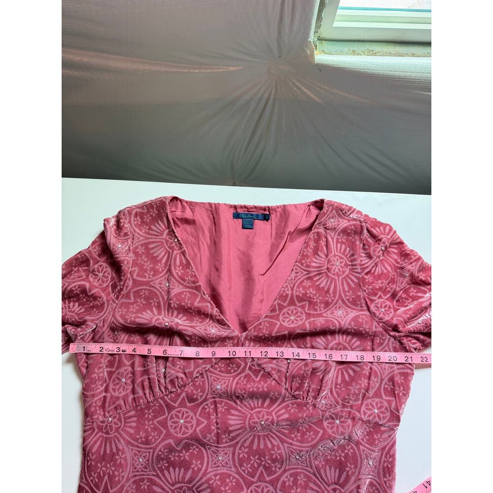 Boden Womens Silk Midi Dress Size 18 Burnout Velvet Dusty Pink Long Sleeve Fairy - Picture 13 of 16